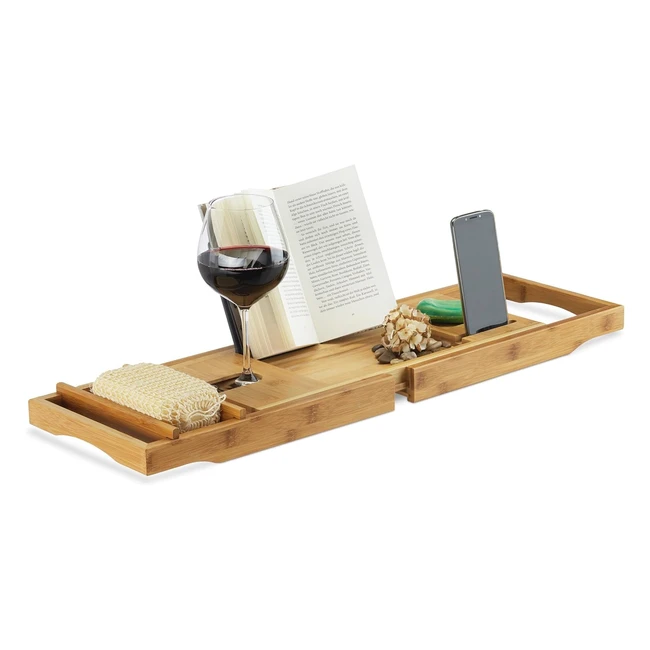 Bandeja para Bañera Extensible Relaxdays - Beige - 19x1075x23 cm