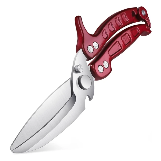 Forbici da cucina staccabili Dragon Riot - Forbici da cucina professionali a dente di squalo per tagliare ossa, carne, pollame, verdure e frutti di mare - Rosso