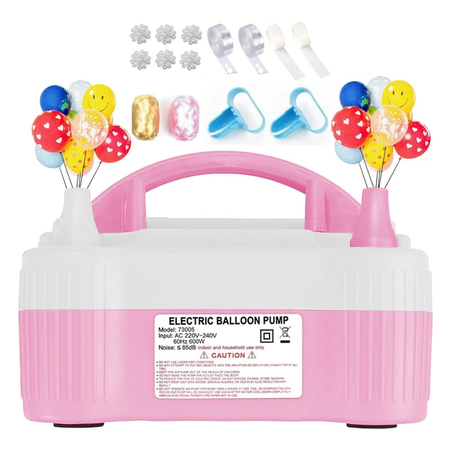 Pompe à ballon électrique Rhorawill - Moteur puissant de 600W - Double buse gonfleur - Idéale pour les fêtes