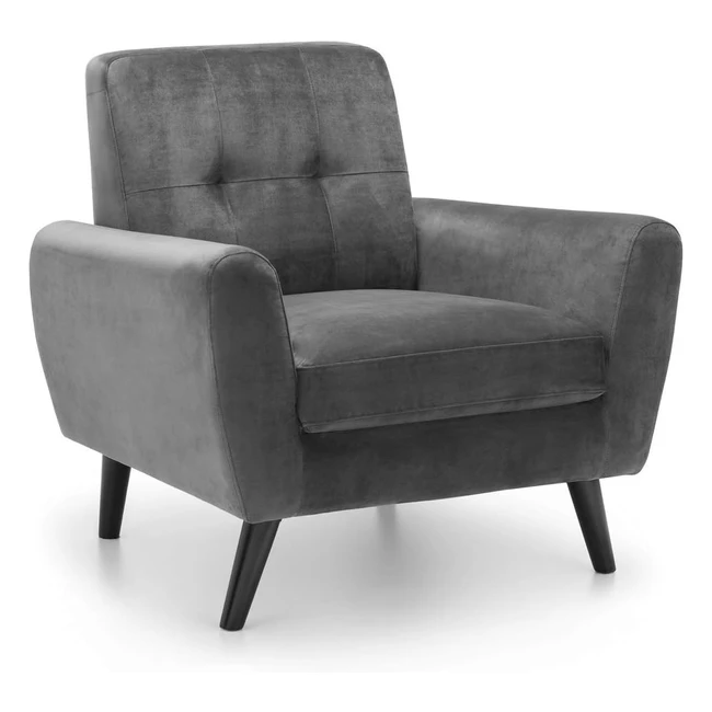 Julian Bowen Monza Chair - Dark Grey | Comfortable Velvet Fabric | Retro Scandinavian Styling