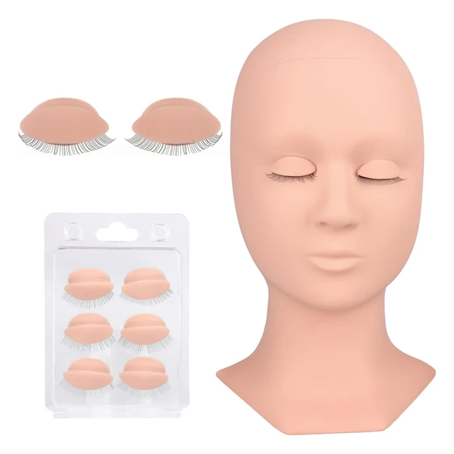 Testa manichino per extension ciglia Beyelian con 4 paia di palpebre rimovibili, morbida e realistica