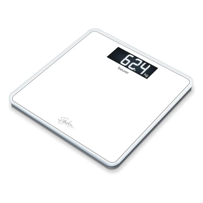 Beurer GS400 Signature Line Glass Bathroom Scale - White - XL Digital Display - 200kg Capacity