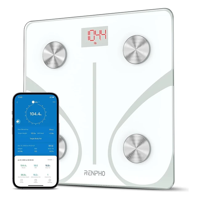 Balance Impédancemètre Renpho PSE Connectée Bluetooth - Mesures Corporelles - Blanc