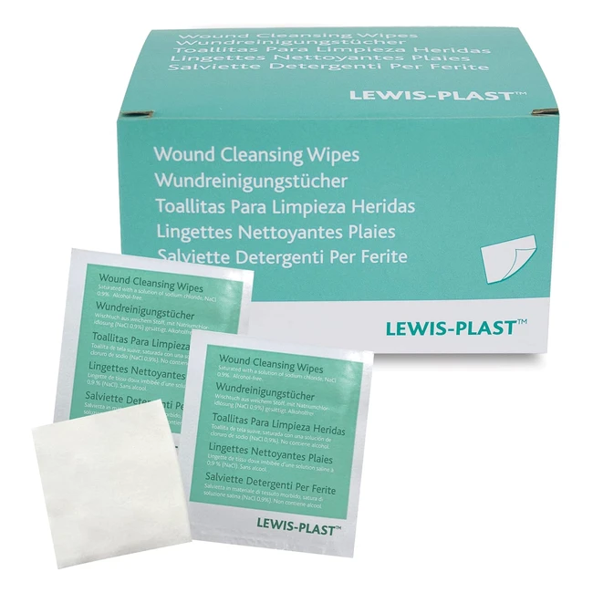 Lewisplast Premium Saline Sterile First Aid Alcohol Free Wipes - Box of 100
