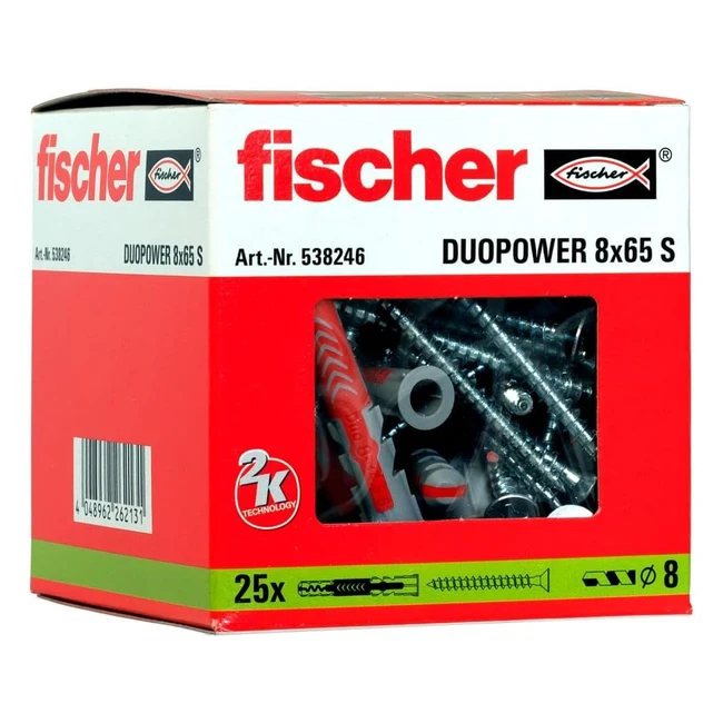 Fischer Duopower 8 x 65 S Universaldbel mit Sicherheitsschraube - 25 Stck