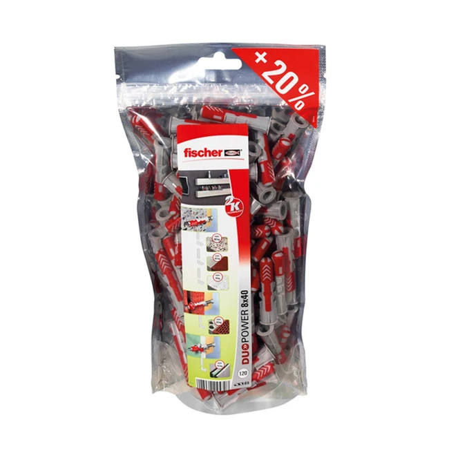 Fischer Duopower Big Pack 8x40 - Universal Dübel - Nr. 120 - Starke 2-Komponenten Dübel
