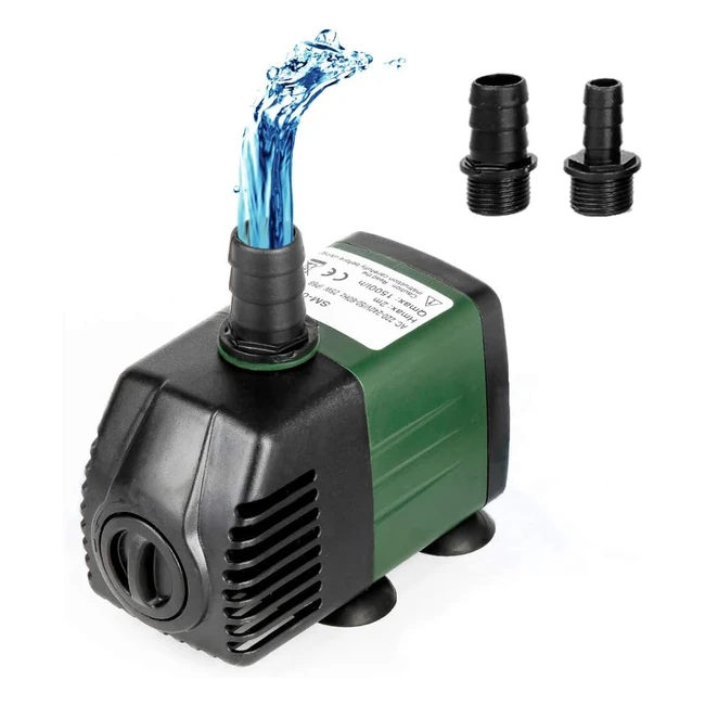 Bomba de Agua Sumergible Homvik 1500L/h 25W | Acuario Estanque Pecera | Circulación de Agua Dulce y Marino | 2 Boquillas