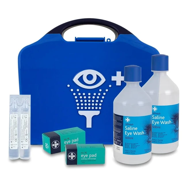 Reliance Medical Eye Wash Kit - 2 x 500ml Eyewash Bottles, Mirror, Saline Solution Pods, Eye Pads
