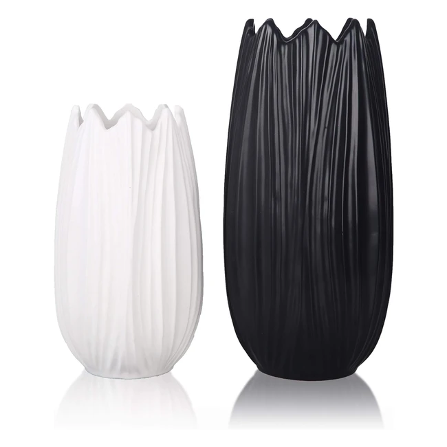 Teresas Collections Vase for Flowers - Set of 2 - Black  White - Large Tall Ce