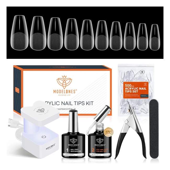 Kit Pose Américaine Ongle Modelones - Réf. 500 - Lampe UV, Colle Faux Ongles 4 en 1