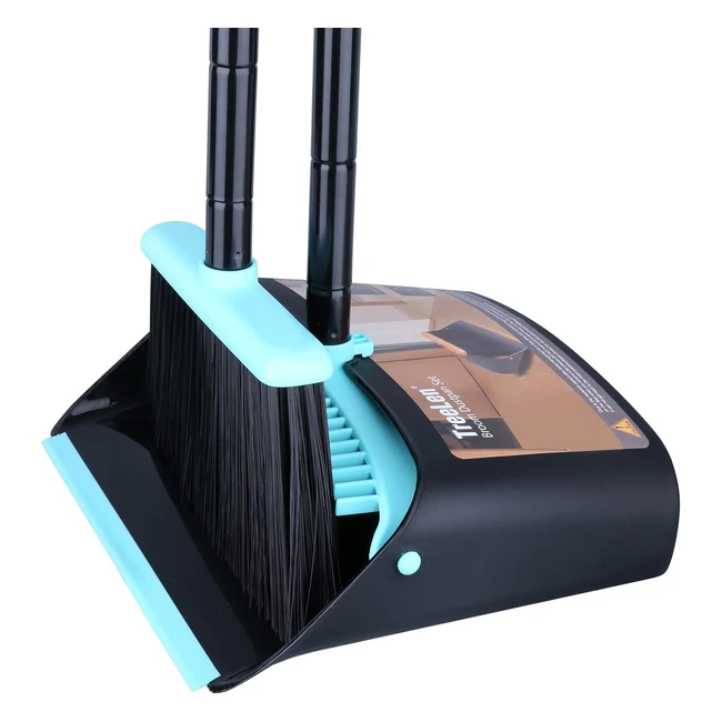 YLEBS Long Handled Dustpan and Brush Set - Broom and Dustpan 137 cm - Extendable Handle - Indoor Outdoor Cleaning