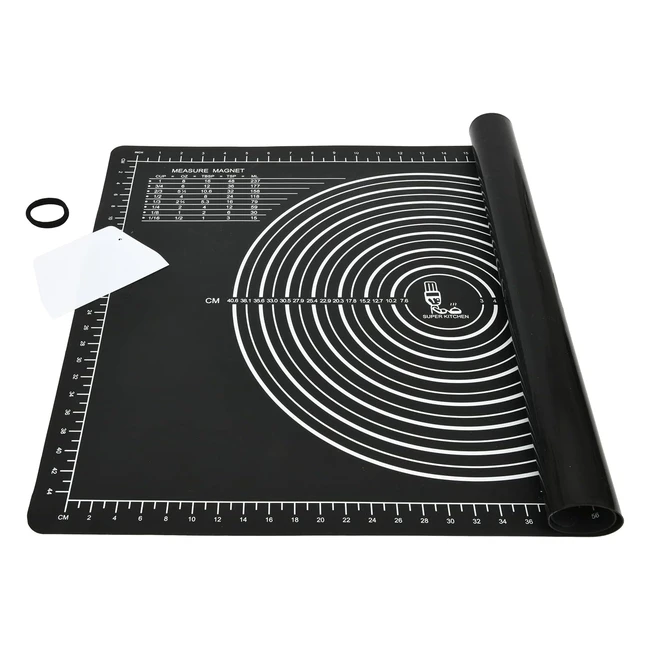 Tappetino da Pasticceria Extra Grande Antiscivolo 71x51 cm - Silicone Antiaderente - Riutilizzabile - Ideale per Impasti Pizza Pasta - Nero