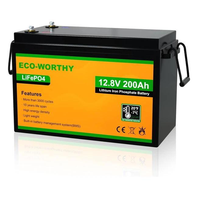 Ecoworthy 12V 200Ah LiFePO4 Battery - 10 Years of Life, Lightweight, Deep Cycle, BMS Protection