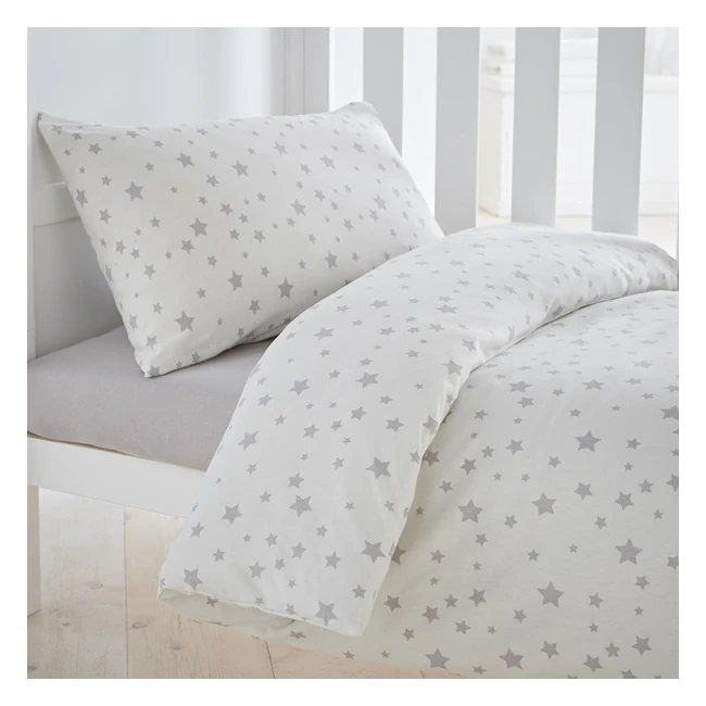 Silentnight Safe Nights Cot Bed Duvet Cover Set - 100% Cotton - Hypoallergenic - Grey Stars