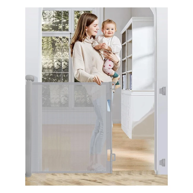 Barrière de sécurité rétractable 0180cm - Gemokrt - Pour escaliers, couloirs, cuisine - Gris