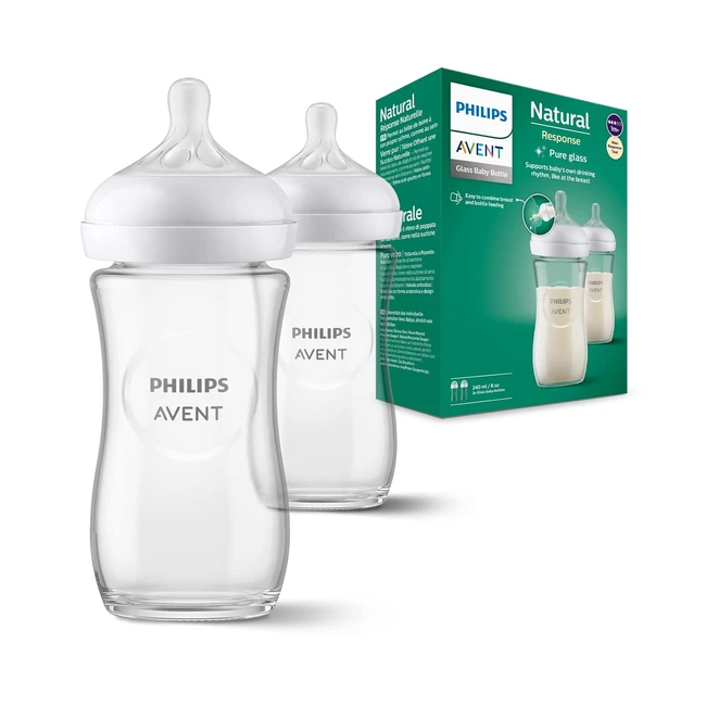 Philips Avent Babyflaschen Natural Response aus Glas - 2x Babyflasche 240 ml - B