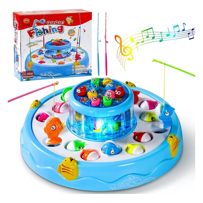 Jeu de pêche à la ligne pour enfant - Jerryvon - 2 3 4 ans - 4 cannes à pêche - 26 poissons magnétiques - Jeux Montessori - Cadeau Pâques