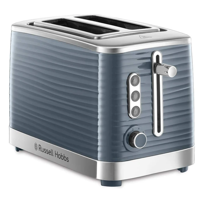 Russell Hobbs Inspire Toaster, Grau, 2 extra breite Toastschlitze, inkl. Brötchenaufsatz, 6 einstellbare Bräunungsstufen, Auftaufunktion, 1050 W, Hochglanz-Kunststoff, 2437356