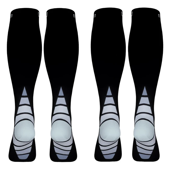 2 Pairs Compression Socks for Men & Women - Speed Up Recovery, Best Graduated Athletic Fit, Black & Grey, SM - Ref: 465/482