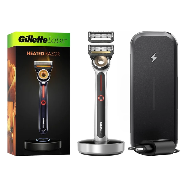 Gillette Labs Beheizter Nassrasierer für Männer mit Reinigungselement - 2 Rasierklingen - Geschenk für Männer - Hochwertige magnetische Dockingstation