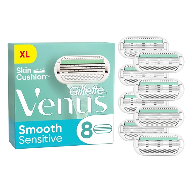 Gillette Venus Deluxe Smooth Sensitive Damenrasierklingen 8 Ersatzklingen für Damenrasierer mit 5 Klingen