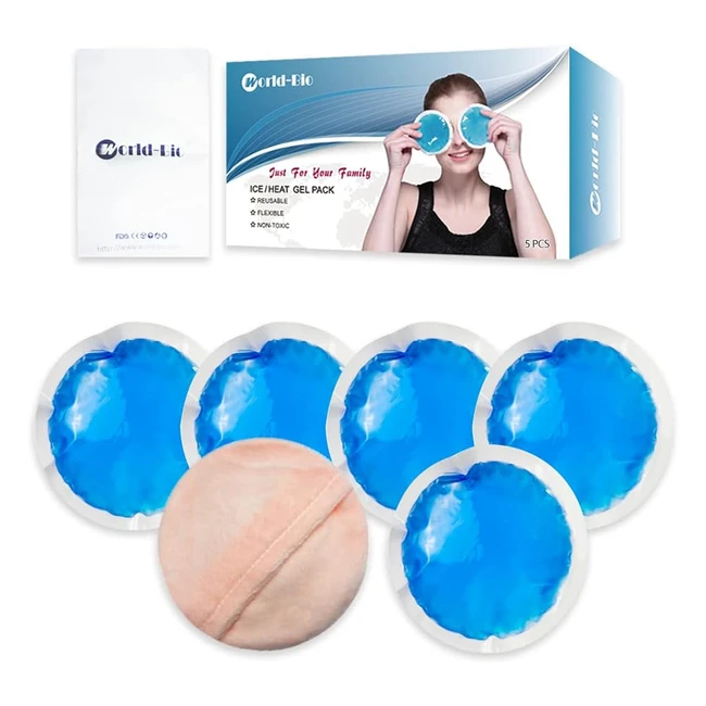 Paquetes de Hielo Gel Redondos Reutilizables - Set de 5 - Ideal para Lesiones y Dolor de Muelas