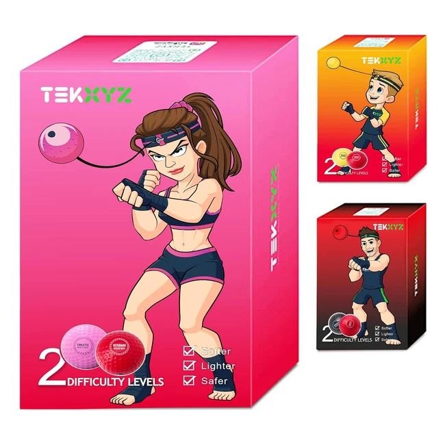 tekxyz Reflex Ball - Boxing Training with Headband - Improve Reaction, Agility, and Hand-Eye Coordination