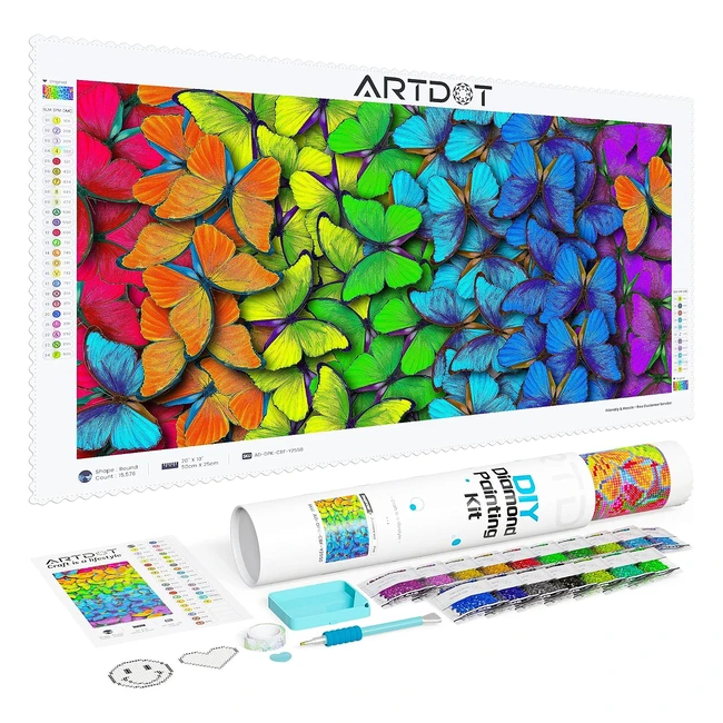 Kit complet peinture diamant papillon artdot 5D - Décoration murale bureau domicile - Débutants - 25x50cm