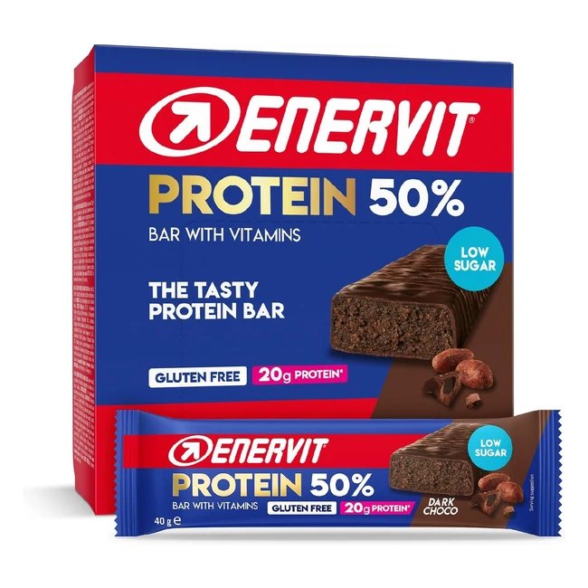 Enervit Protein Bar 50 Dark Choco - Barrette Proteiche da 40g con Vitamina D e Vitamina B6