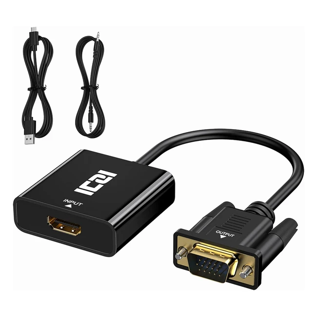 Adaptador HDMI a VGA 1080p con audio y cable de carga - ICZI