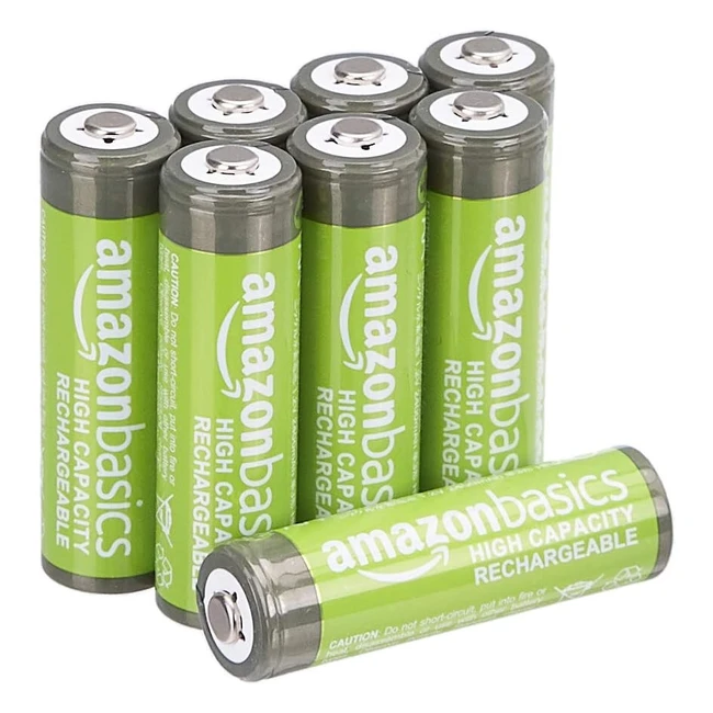 Amazon Basics AA High-Capacity Rechargeable Batteries - 8 Pack (2400mAh) - Precharged
