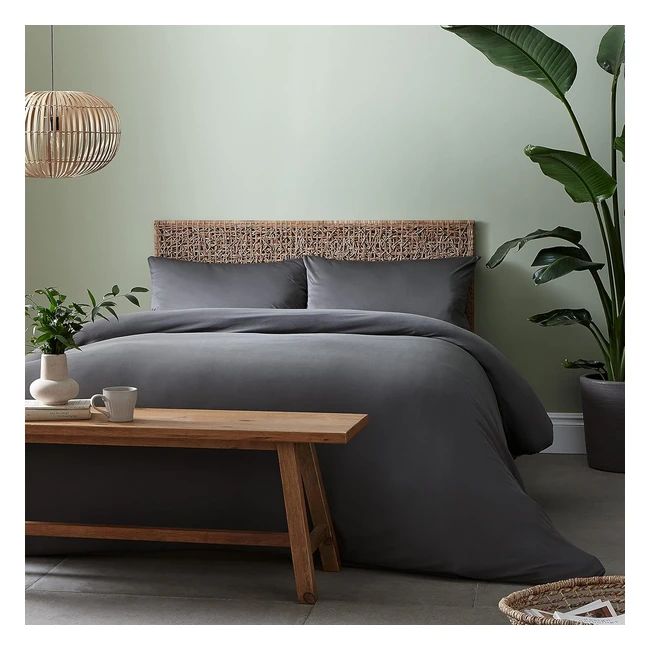 Catherine Lansfield So Soft Jersey Double Duvet Cover Set - Charcoal Grey