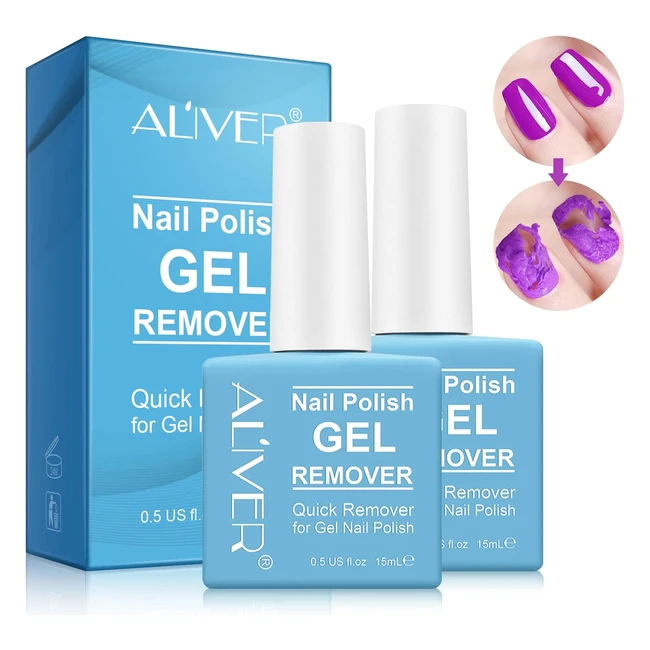 Dissolvant Vernis Ongles 2x15ml - Enlève Vernis en 35 min - Professionnel, Sans Blesser
