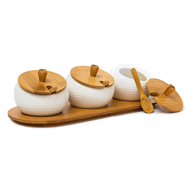Portaspezie Jiao Relaxdays con Vasetti in Ceramica - Set di Coperchi e Cucchiain