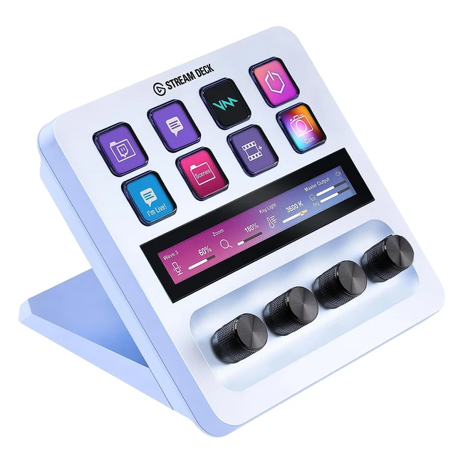 Elgato Stream Deck White Audio Mixer - Control Knobs  LCD Keys - Mac  PC