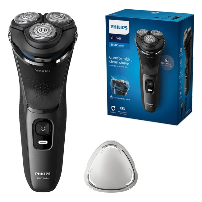Philips Shaver Series 3000 - Elektrischer Nass- und Trockenrasierer für Männer mit SkinProtectTechnologie in Anthrazit - Modell S314500