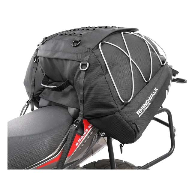Rhinowalk Borsa Posteriore Moto 35L-50L Nero - Espandibile, Impermeabile, Resistente