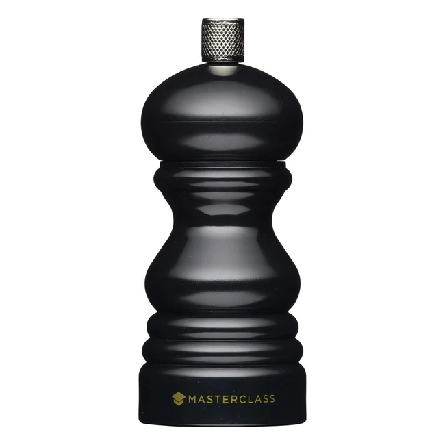 Masterclass Pepper Mill/Salt Grinder, Black, 12cm - Interchangeable Cap, Classic Design