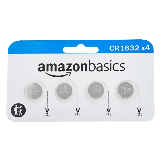 Amazon Basics 4 x CR1632 Lithium-Knopfzellen Packung mit 1 – Langlebige Batterien für Uhren, Taschenrechner, Sportgeräte und mehr