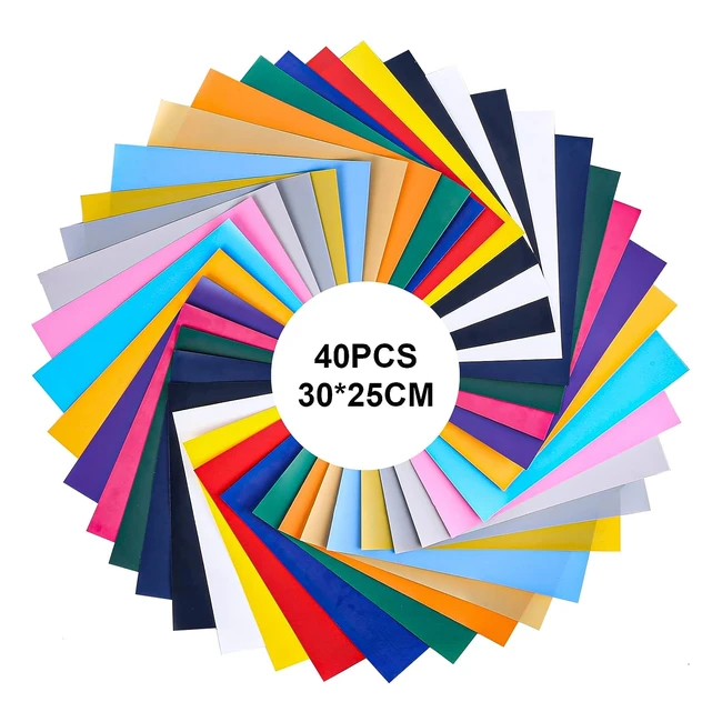 40 hojas vinilo adhesivo permanente 19 colores - Transferencia de calor - Manualidades - Telas