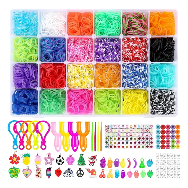 Kit Bracelet Élastique Daover 5000pcs - 24 Grilles - Cadeau Fille 5-12 Ans - Jouet Créatif Enfant