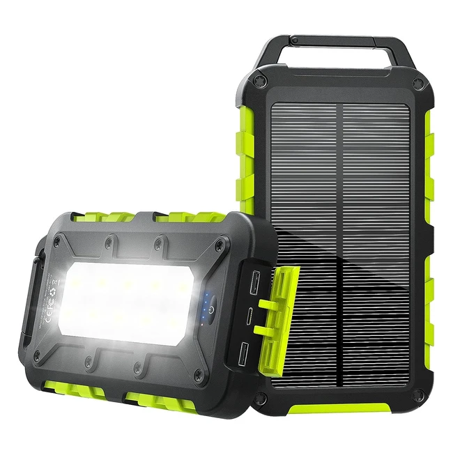 Powerbank Solare 20000mAh USB C Caricatore Portatile Impermeabile