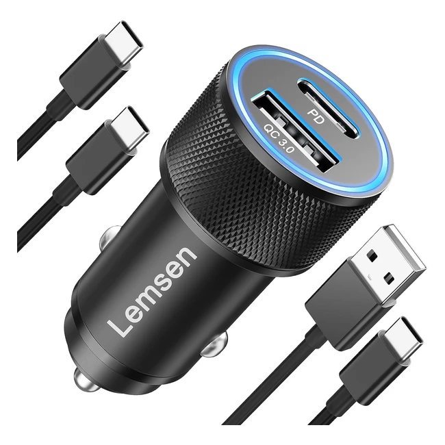 Chargeur Allume Cigare USB Rapide 60W - Adaptateur Voiture USB C PDQC - Pour Samsung Galaxy S23 S22 S21, iPhone 14 13 12