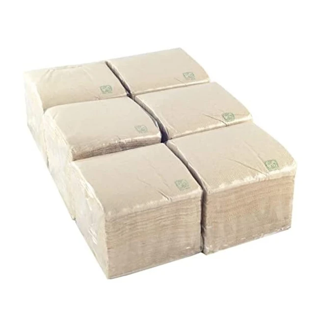 Serviettes Cocktail Bioeco 600 unités - Couleur Naturelle - Papier Tissue 100% Recyclable