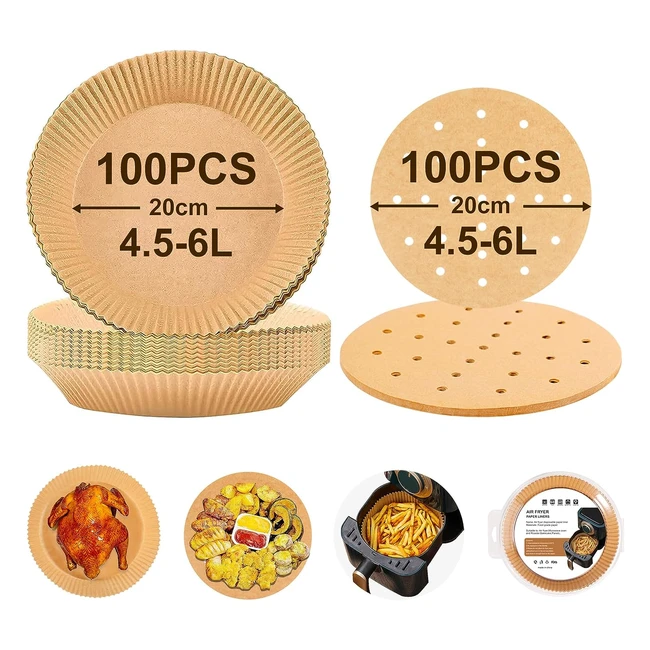 Carta Forno per Friggitrice ad Aria 200 Pezzi - Resistente All'acqua e All'olio