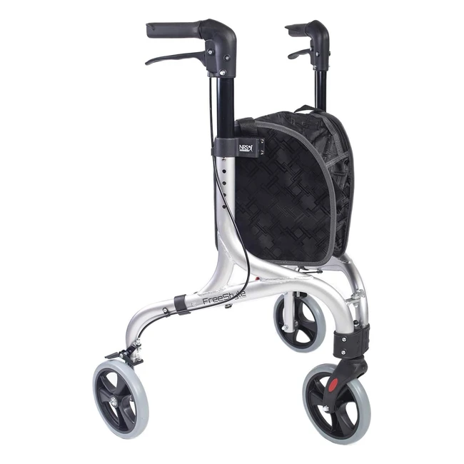 NRS Healthcare Freestyle 3 Wheel Rollator - Ultra Lightweight - 5kg - Silver