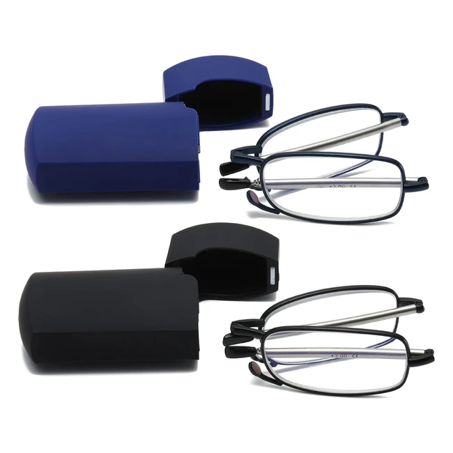 Hubeye 2 Paia Occhiali da Lettura Pieghevole Antiblu Uomo Donna - Aste Telescopiche - Cerniela a Molla