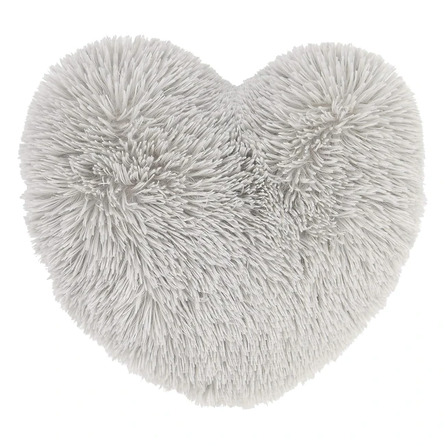 Catherine Lansfield Cuddly Heart 3D Cushion - Silver | Super Warm & Soft | Washable