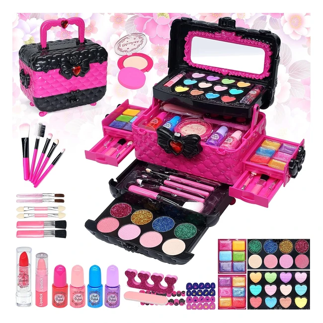 Kids Makeup Set for Girls - Washable Princess Play Games - Age 4-12 - Rose