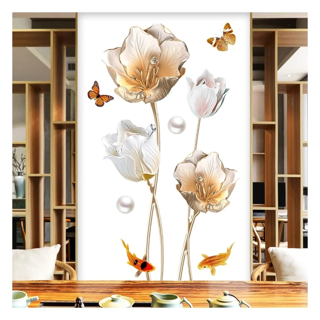 Adesivo Murale Decorazione Farfalla Tulipano Dorato - Droomhuis